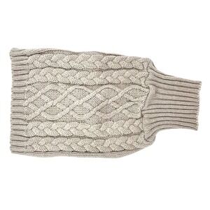 NEW‎ Beige Cable Knit Dog Sweater Size S | Soft Acrylic Turtleneck Pet Pullover